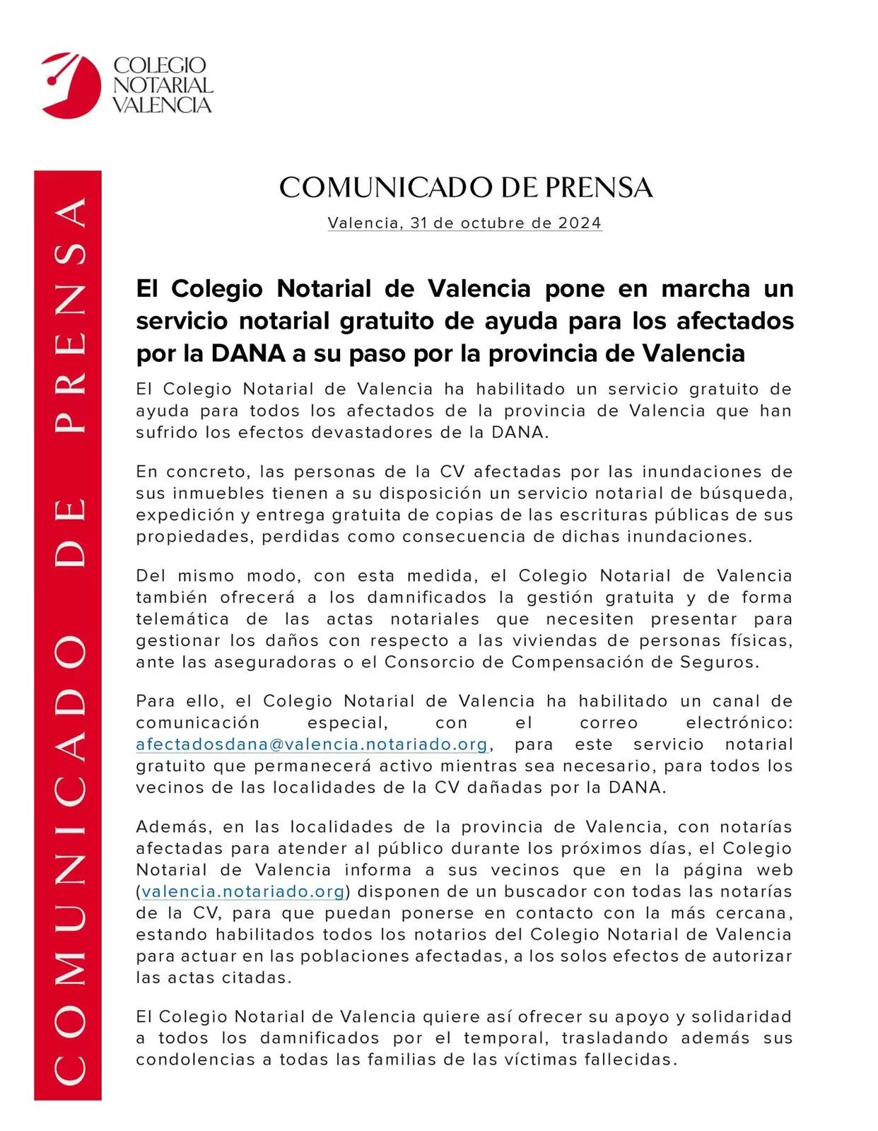 Comunicado colegio notarial